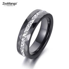 ZooMango Classic White & Black Ceramics Rings Jewelry Clay Rhinestones Wedding Engagement Rings For Women Girls Anneaux ZR18145 2024 - compre barato