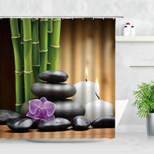 Cortinas de chuveiro zen, verde, bambu, pedra negra, branca, flor, spa, jardim, decoração, conjunto de tela à prova d'água 2024 - compre barato