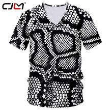 CJLM-Camiseta de piel de Animal 3D para hombre, camisa con cuello en V, de moda, ropa de calle de serpiente, talla grande, Verano 2024 - compra barato