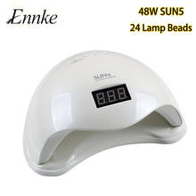 Sun5 48w uv conduziu a lâmpada do prego secador de unha gel polonês cura luz portátil uv conduziu a lâmpada do prego para manicure branco 2024 - compre barato