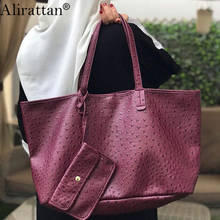 Alirattan New PU Leather Shoulder Bag Large Capacity Shopping Bag Ostrich Snake Crocodile Leather Luxury Travel Casual Tote Bag 2024 - buy cheap
