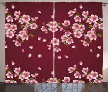 Cortinas japonesas japonesas sakura, cortinas rosa para árvores, flor completa, pétalas espalhadas, primavera para sala de estar, quarto, janela 2024 - compre barato
