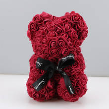 Valentines Day Gift Red Rose Teddy Bear Rose Flower Artificial Decoration Christmas Gifts Women Valentines Gift 23/25/28cm 2024 - buy cheap