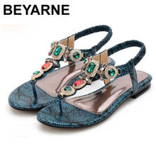 BEYARNELadies flat thongs shoes Elastic band Rome style sandals zapatos mujer women gladiator Crystal sandalias plus size 14 11 2024 - buy cheap