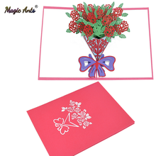 3D Rose Flowers Pop-Up Mothers Card Birthday Gift with Envelope Greeting Card Postcard Bouquet Flower All Occasions 2024 - buy cheap