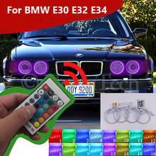 Multi-Color 5050 RGB Halo Rings LED Bulb Flash Car Headlight DRL With RF Control For BMW E30 E32 E34 2024 - buy cheap