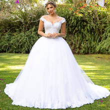 Open Off the Shoulder Garden Wedding Dress With Sequins Lace Up Back White Bridal Gowns Vestido De Noiva Simples 2024 - buy cheap