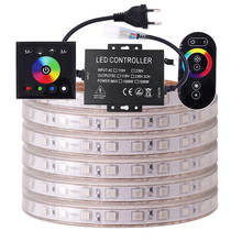 5050 Led Strip Light 220V 110V Dual RF Wall Touch Remote Control RGB LED Tape Decor 60LEDs/m Waterproof RGB Ribbon EU/US/UK/AU 2024 - buy cheap