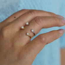 100% настоящие 925 пробы серебряные нежные бусины открытые Регулируемые кольца Простые Ювелирные украшения на палец для женщин обручальные серебряные кольца 2024 - купить недорого