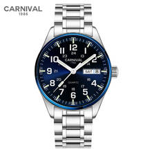 Carnival Brand Fashion Military Watch Man Luxury Waterproof Luminous Business Calendar Quartz Wristwatch Clock Relogio Masculino 2024 - buy cheap