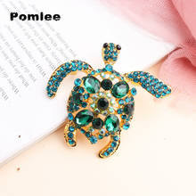 Pomlee Green Rhinestone Turtle Brooch Pin Cute Kawaii Vintage Tortoise Brooches Kids Gift Animal Hijab Pins Bags Accessories 2024 - buy cheap