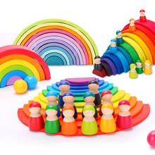 Baby Toys Large Rainbow Stacker Wooden Toys For Kids Creative Rainbow Building Blocks Montessori Educational Toy Children Gifts 2024 - buy cheap