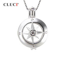 CLUCI 925 Sterling Silver Vintage Wheel Charms Pendants Necklace Personality DIY Jewelry Real Silver 925 Pearl Locket SC201SB 2024 - buy cheap