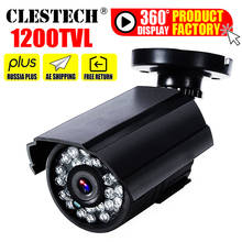 Mini hd cctv câmera 1200tvl in/ao ar livre ip66 à prova dwaterproof água ir visão noturna cmos analógico cor casa monitoramento de segurança tem suporte 2024 - compre barato