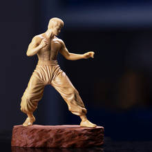 Wood Carving 13cm Bruce Lee Hand-made Crafts Creative Car Home Decoration Chinese Collection 2024 - buy cheap