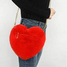 2021 New Women Fashion Heart Shaped Bags Female Chain Messenger Bag Plush Love Shoulder Crossbody Bag Valentine's Day Gift 2024 - buy cheap