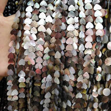Grânulos de concha natural coração preto concha pedra grânulo para fazer jóias diy elegante pulseira colar acessórios 15.5 polegada 2024 - compre barato