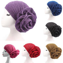 Touca hijabs feminina, chapéu com flor grande da moda, turbante, cachecol de quimioterapia, perda de cabelo, 2021 2024 - compre barato