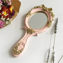 1Pc Rectangle Hand Hold Cosmetic Mirror With Handle Makeup Mirror Cute Creative Wooden Vintage Hand Mirrors Makeup Vanity Mirror 2024 - buy cheap