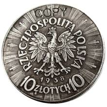 Moneda de copia chapada en plata, 10 Zlotych, Polonia, 1938 2024 - compra barato