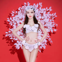 Disfraz de cantante de DJ para mujer, traje de actuación para espectáculo de pasarela, Bikini de flores, ropa para Festival 2024 - compra barato