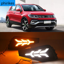 1 комплект для Volkswagen VW T-Cross tcross 2019 2020 дневные ходовые огни сигнал поворота противотуманная фара крышка 12 В ABS светодиодный DRL Стайлинг автомобиля 2024 - купить недорого