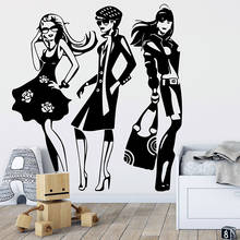 Pegatina de pared de vidrio para mujer, adhesivo de moda para vestido de chica sexual, para habitación de niña, bolso de tela, calcomanía de vinilo para ventana de compras, decoración del hogar 2024 - compra barato