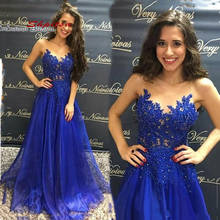 Royal Blue Long Evening Dresses Party Plus Size Ladies Women Sexy Prom Formal Dresses Evening Gown 2024 - buy cheap