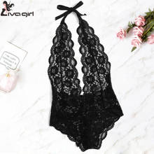 Ladies Bodysuit Sexy Underwear New Deep-V Halter Leggings Perspective Pajamas Lace Exotic Temptation Lingerie Body encaje mujer 2024 - buy cheap