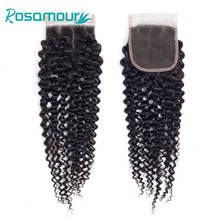 Rosamour глубокая волна 4x4 5x5 кружева закрытие бразильские человеческие волосы закрытие естественный цвет Remy Фронтальная застежка свободная часть верхняя закрытие 2024 - купить недорого