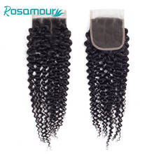 Rosamour-extensiones de cabello humano brasileño, accesorio con ondas profundas 4x4, 5x5, Color Natural, Remy, cierre Frontal, parte superior libre 2024 - compra barato