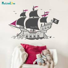 Adesivo de vinil para decoração de barco, decalque para sala de estar, barco, arte removível para parede b948 2024 - compre barato