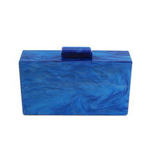Pearl Blue Color Acrylic Box Clutch Bag Women Evening Bag Wedding Party Prom Shoulder Handbag Hardcase Metal Acrylic Clutches 2024 - buy cheap