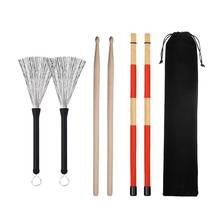 7pcs Jazz Drum Accessory Wooden Lightweight Acoustic Professional Tools Drum Brushes Nylon Bag Drum Sticks for Drum Players 2024 - buy cheap