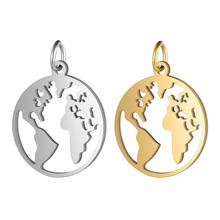 DIY Stainless Steel World Map Pendant for Necklace Jewelry Making Accessories 5pcs/lot 2024 - buy cheap