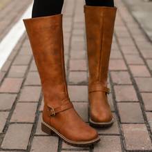 Mulheres de couro botas longas equitação casual cinto fivela zíper outono inverno coxa alta botas soltas botas mujer calçados 890 2024 - compre barato