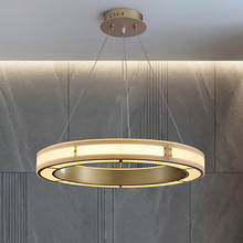 Pós-moderna led lustre ac90v-260 v luxo redondo designer pingente lâmpada para sala de jantar quarto interior casa deco ouro 2024 - compre barato