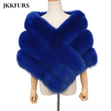 2019 New Women's Wedding Poncho Real Fox Fur Cape Genuine Natural Fur Pashmina Shawl Top Quality Winter Warm Fur S7467 2024 - buy cheap