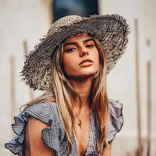 Шляпа женская Соломенная с козырьком, модная Солнцезащитная Панама с широкими полями, натуральная трава, лето 2021 2024 - купить недорого