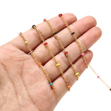 Cadena de eslabones de acero inoxidable para hacer joyas, collares coloridos de 3mm de ancho, 2 metros, a granel 2024 - compra barato