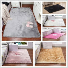 Tapete de lã artificial, tapete retangular/quadrado com enfeite falso, pele lisa, área macia, lavável, tecido para casa 2024 - compre barato