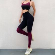 Conjunto de Yoga sin costuras para mujer, ropa de gimnasio de entrenamiento, Leggings de cintura alta y Sujetador deportivo, ropa activa femenina 2024 - compra barato