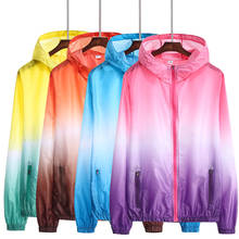 Женское быстросохнущее кожаное пальто, Солнцезащитная ультрафиолетовая Женская тонкая верхняя одежда с градиентом, Ультралегкая ветрозащитная куртка, тонкая верхняя одежда, Размер 4XL 2024 - купить недорого