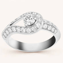 Anel ouro branco au585 14k, anel feminino de aniversário de casamento, noivado e festa, fita redonda com diamante de moissanite, elegante, tendência fofa 2024 - compre barato