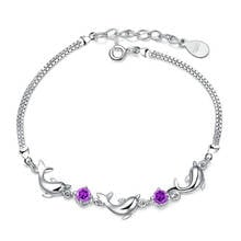 925 Sterling Plata Cute Stackable Dolphin Bracelets Ins Dazzling Micro CZ Zircon Handmade Jewelry For Women Gift Pulseira 2024 - buy cheap