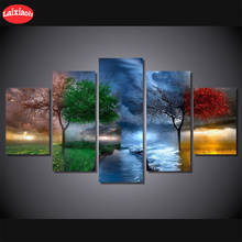 5d photo Diamond Painting Abstract art, four seasons tree scenery Full Drill Mosaic Home Decor Handmade Embroidery Gift5 PCS 2024 - buy cheap