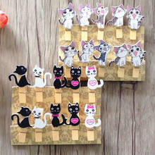 10pcs/Lot Japan Style Cute Kawaii Black And White Cat And Striped Cat Two Style Cartoon Clothes Photo Paper Peg Pin Clips 2024 - buy cheap