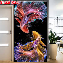 Koi carpa de diamante bordado, completo, redondo, quadrado, pintura de diamante, bordado, imitação de diamante, mosaico, arte, varanda, decoração de casa 2024 - compre barato