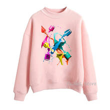 Rainbow design nail polish print women’s sweatshirts pink hoodie woman moletom feminino streetwear sweat femme clothes 2024 - buy cheap