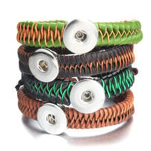 New 18mm Snap Jewelry Handmade Braided Leather Snap Button Bracelet for Women Men Fit 20mm 18mm Snap Buttons Jewelry 2024 - buy cheap